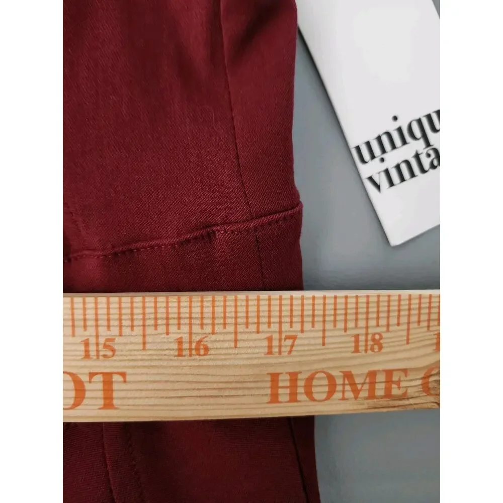Unique Vintage‎ Corset Midi Dress Plus Size 1X/ 16 Burgundy Lace Up Boning